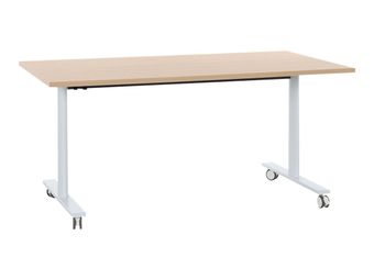 Table de réunion mobile et rabattable YES ! - 120 cm - Pieds blancs - Chêne