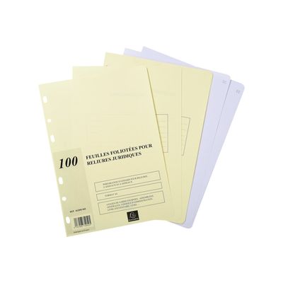 3157401001512-Exacompta - 5 Recharges pour reliure juridique 4 ou 6 anneaux - 100 feuillets A4 foliotés-Avant-3