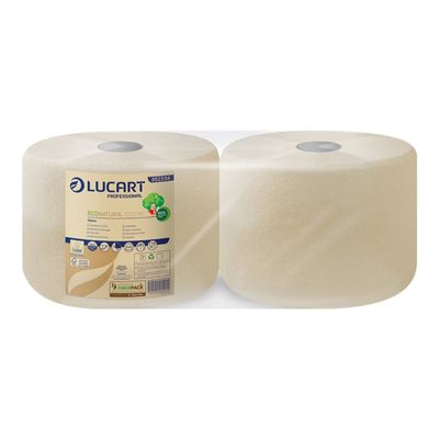3661679523343-Lucart Professional EcoNatural - Rouleau d'essuie-mains double épaisseur - 1000 feuilles - pack d-Avant-0