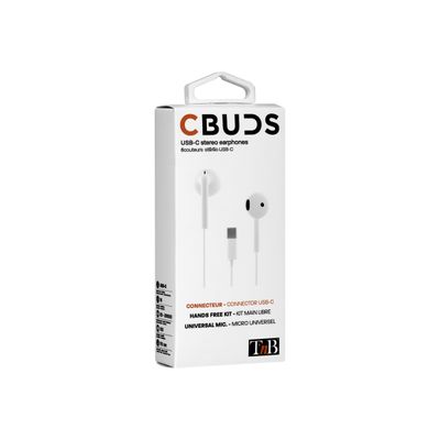 3303170105160-T'nB C-BUDS - Kit main libre - Ecouteurs filaire avec micro - intra-auriculaire - blanc-Angle gauche-6