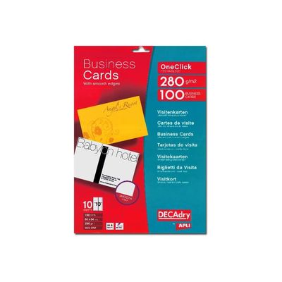 5413493180121-Apli DECAdry - Papier pour 100 cartes de visite 85 x 54 mm - 280 g/m² - 10 feuilles-Avant-1