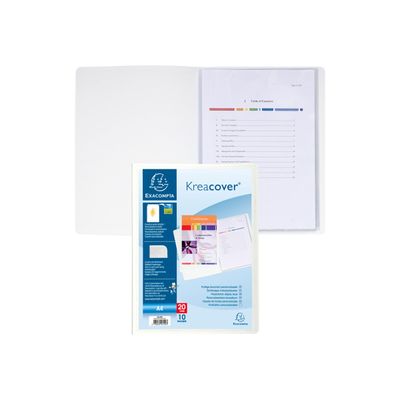 3130632581091-Exacompta Kreacover - 20 Porte vues personnalisables - 20 vues - A4 - blanc-Avant-1