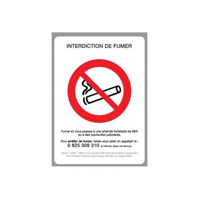 3462620026599-Bequet - Pancarte "Interdiction de fumer" - 21 x 15 cm-Avant-0