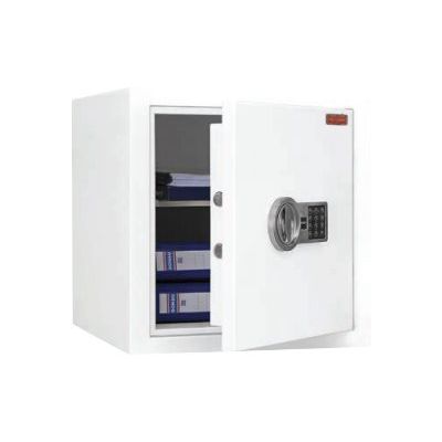 3700092258866-Reskal SB600EL - Coffre-fort à valeur assurable 56L - à code - acier blanc-Angle gauche-0