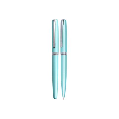 4014421346469-Online Eleganza - Parure stylo à bille/stylo plume - turquoise satin-Angle droit-0