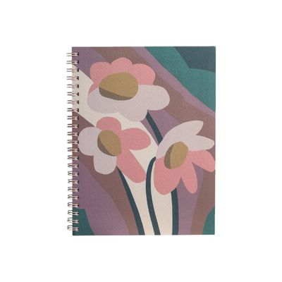 3700368757093-Blue Art - Carnet à spirale - 15,3 x 20,6 cm - 120 pages - Ligné - Fleurs-Avant-0