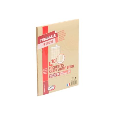 0400000380216-GPV Pack'n Post - 10 Pochettes kraft armé - C4 229 x 324 mm - 120 gr - bande auto-adhésiv-Angle gauche-0
