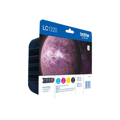 5014047562938-Brother LC1220 - Pack de 4 - noir, cyan, magenta, jaune - cartouche d'encre originale-Angle gauche-1