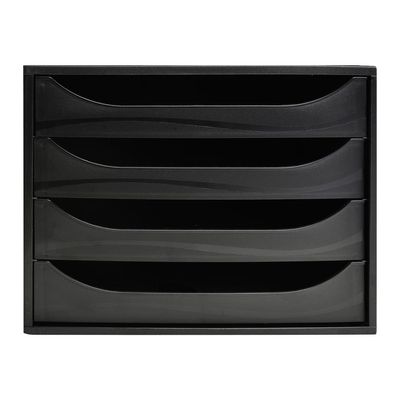 9002493423336-Exacompta Ecobox - Module de classement 4 tiroirs - noir-Avant-1