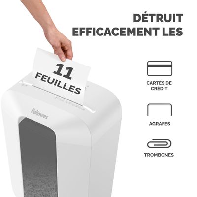 0043859797158-Fellowes Powershred LX70 - destructeur de documents coupe croisée - 11 feuilles - Corbeille 18 litres --2