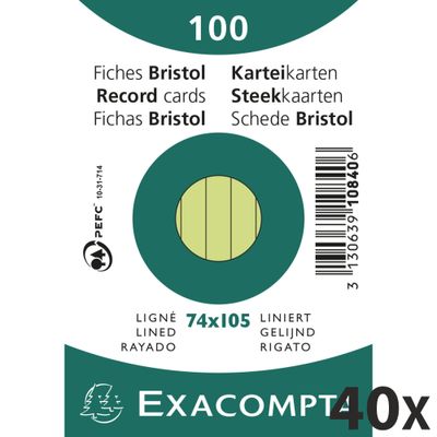 3130638108407-Exacompta - 40 Packs de 100 Fiches Bristol - A7 - lignées - non perforées - vert--0