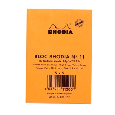 3037920112008-Rhodia - Bloc notes - 7,4 x 10,5 cm - 80 pages - petits carreaux - 80g--1