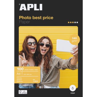 8410782118046-Apli Paper - Papier photo brillant - A4 - 140 g/m² - 100 feuilles--0