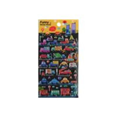 3108726098718-Oberthur Funny Sticker World - Stickers - voitures -Angle droit-0