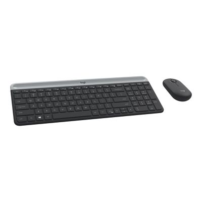 5099206086463-Logitech MK470 - Ensemble clavier et souris sans fil - ultra fin - Azerty - graphite-Angle gauche-1