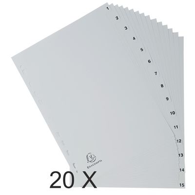 3130632017156-Exacompta - Pack de 20 intercalaires 15 positions numériques - A4 - gris--0