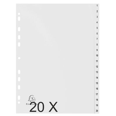 3130630017219-Exacompta - Pack de 20 intercalaires 20 positions numériques - A4 - gris--0