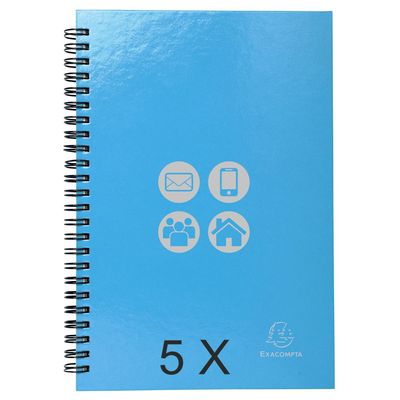 3130631187294-Eaxcompta Iderama - 5 Répertoires à spirale - 22 x 16 cm - 138 pages - couleurs assorties--0