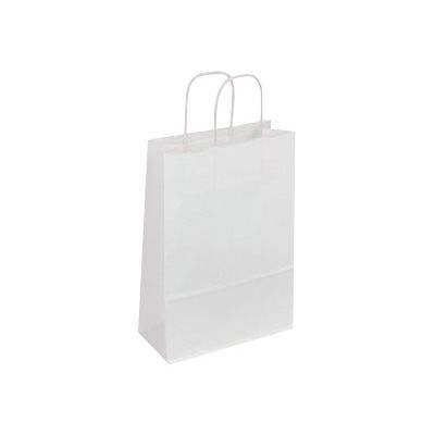 3135250985504-50 Sacs cadeau kraft - poignées torsadées - 22 cm x 10 cm x 30,5 cm - blanc-Angle gauche-0