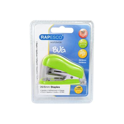 5018505010221-Rapesco - Mini Agrafeuse BUG  + 1000 agrafes 24/6 - vert-Avant-1