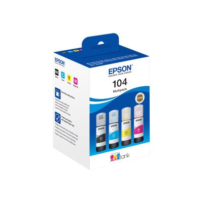 8715946684888-Epson EcoTank 104 - pack de 4 - noir, jaune, cyan, magenta - réservoir d'encre original-Angle gauche-1