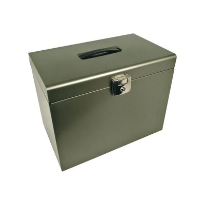 3219090401087-Pierre Henry - Classeur ménager en métal (valisette) avec 5 dossiers suspendus - gris so-Angle gauche-0