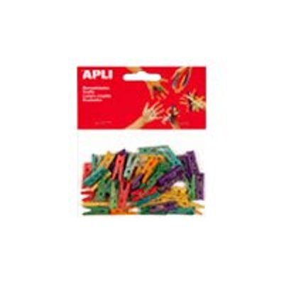 8410782134794-Apli - 45 mini pinces bois - coloris assortis-Avant-0