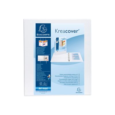 3130639518441-Exacompta Kreacover - Classeur à anneaux personnalisable - Dos 70 mm - A4 Maxi - blanc - 3 pochet-Avant-0