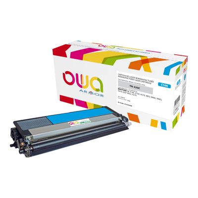 3112539608101-Cartouche laser compatible Brother TN320 - cyan - Owa K15455OW-Angle gauche-0