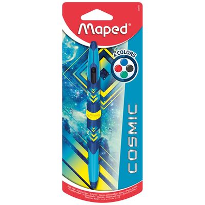3154142294432-Maped Cosmic Teens - Stylo à bille 4 couleurs Twin Tip - bleu--0