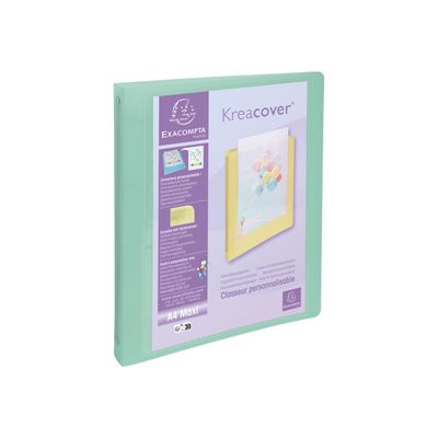 3130630517795-Exacompta Kréacover Pastel - Classeur à anneaux personnalisable - Dos 40 mm - A4 - pour 275 feuilles - disponib-Angle gauche-9