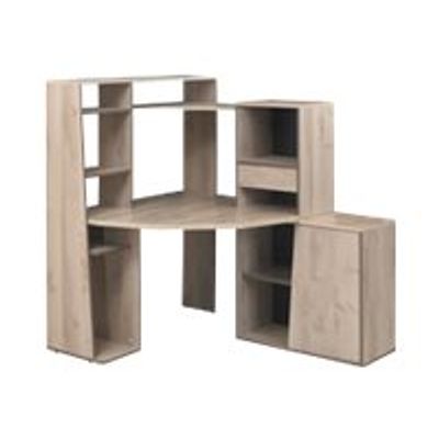 3483600448392-MAMBO - Bureau d'angle - Avec surmeuble - Chêne -Avant-0