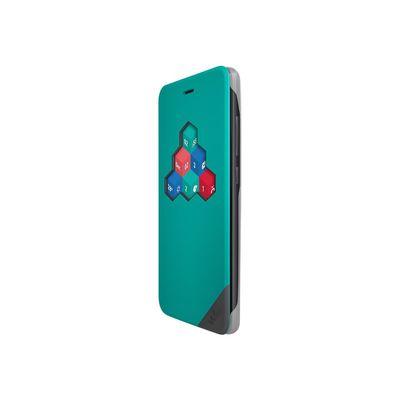 3700738112972-Wiko Smart folio WiCUBE - Protection à rabat pour smartphone - gris foncé, mélange de bleu et -Arrière-2