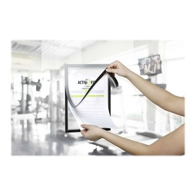 4005546407043-Durable Duraframe Note - Cadre d'affichage adhésif - A4 - argent - avec porte-stylo-Avant-5
