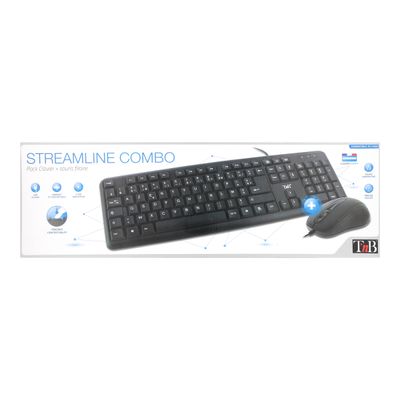 3303170071915-T'nB STREAMLINE COMBO - ensemble clavier et souris filaire - noir-Avant-2