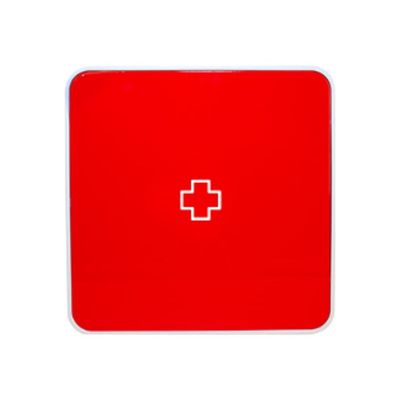 3660141947878-Armoire à pharmacie MultiBox - 32 x 32 x 7 cm - 4 étagères - rouge-Avant-0