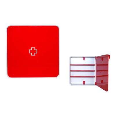 3660141947878-Armoire à pharmacie MultiBox - 32 x 32 x 7 cm - 4 étagères - rouge-Multi-angle-1