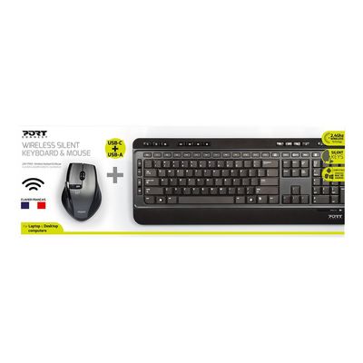 3567049009014-PORT Connect - ensemble clavier et souris sans fil silencieux- AZERTY -Avant-13