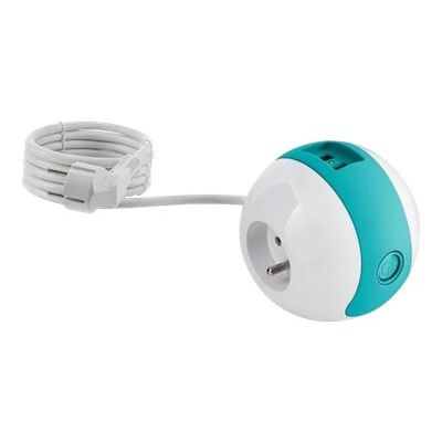 3760110686439-Watt&Co WATT'ball - multiprise 4 prises - 2 prises secteurs + 2 prises USB - blanc et turq-P_300028935_4-2