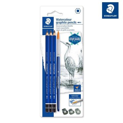 4007817052105-STAEDTLER Mars Lumograph 100A - Crayon de couleur aquarellable - graphite - 4B, 6B, 8B - 3-P_300029747_1-0
