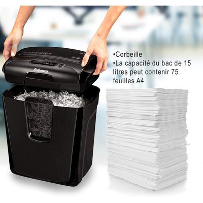 043859647422-Fellowes Powershred M-8C - destructeur de documents coupe croisée - 8 feuilles - Corbeille 15 litres--3