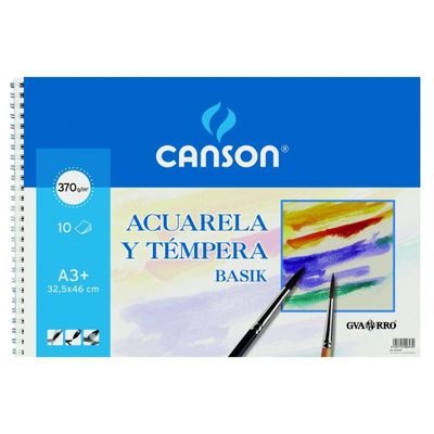 8422714006970-Canson Basik - Watercolor and tempera block - reliure à anneaux métalliques - A3 Plus - 10 feuilles ---0