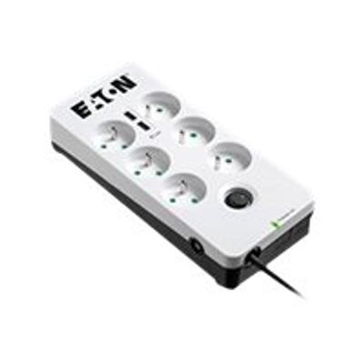 3553340667206-EATON PB6UF - Multiprise parafoudre 6 prises + 2 port USB - parasurtenseur 2500 W-Angle gauche-0