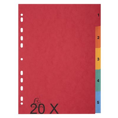 5016196131102-Exacompta - Pack de 20 intercalaires 5 positions numériques - A4 - couleurs assorties--0