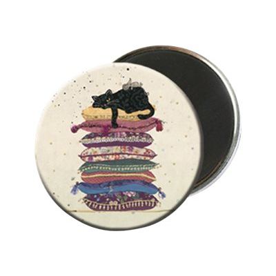 3700572713212-Kiub Bug Art - Magnet rond en verre - Chat sur coussin-Avant-0