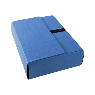 3130632007423-Exacompta - 10 Chemises extensibles 3 rabats à sangle - bleu-Angle gauche-1