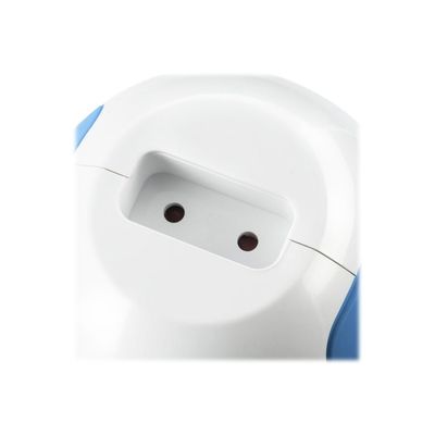 3760110683636-WATT & CO WATTBALL - Multiprise 3 prises - 2 prises 16A + 1 prise 6A + 2 USB - blanc/bleu-Gros plan-5
