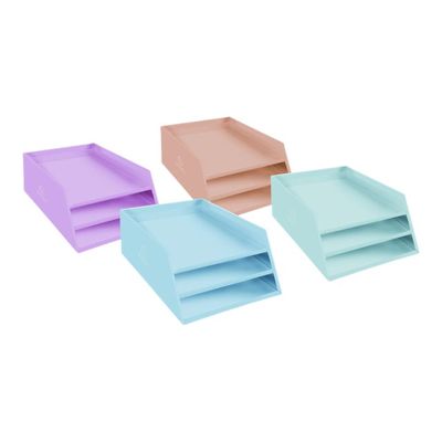9002493116856-Exacompta Aquarel - Corbeille à courrier 3 niveaux en carton - disponible dans différente-Angle gauche-0