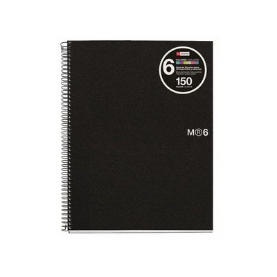 8422593028247-Miquelrius The Original - Cahier de notes - reliure à spirale - A4 - 150 feuilles / 300 pages - petits carreaux - 4 trous - noir - po--0