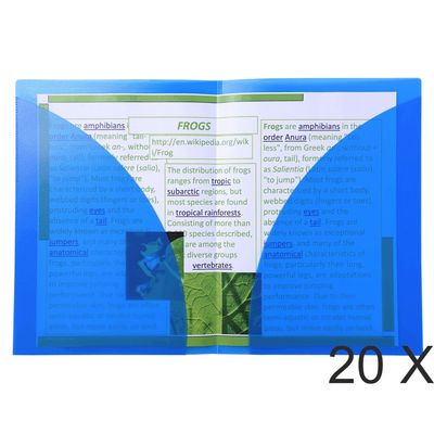 3130632039622-Exacompta - 20 Chemises double poche polypro semi rigide - A4/A3 - bleu--0